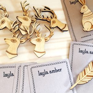 layla amber deer brooches