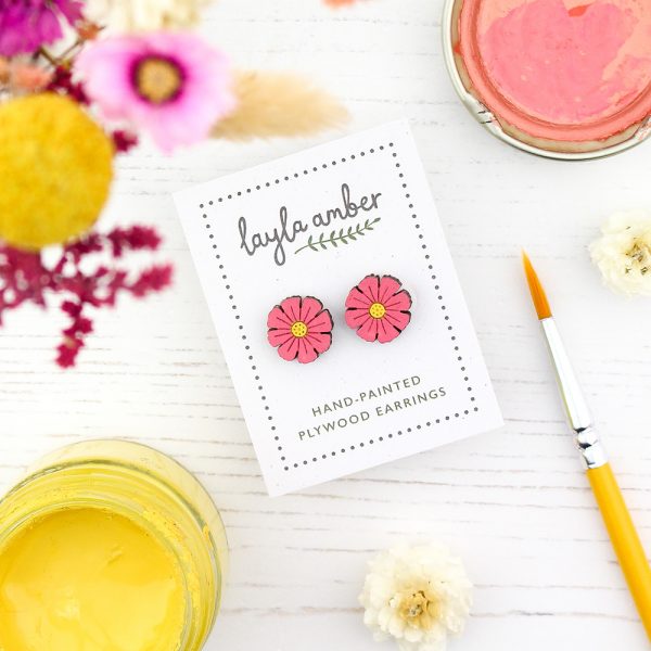 Pink Cosmos Earrings - Image 2