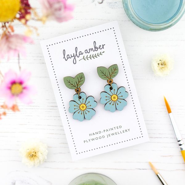 Blue Forget-Me-Not Drop Earrings - Image 2
