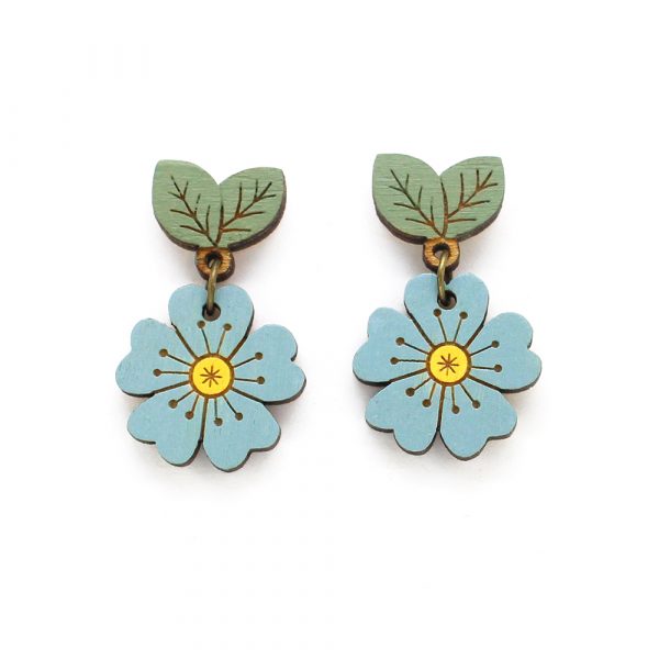 Blue Forget-Me-Not Drop Earrings - Image 3
