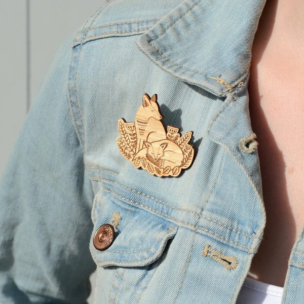 Foxes in the Forest Brooch Layla Amber