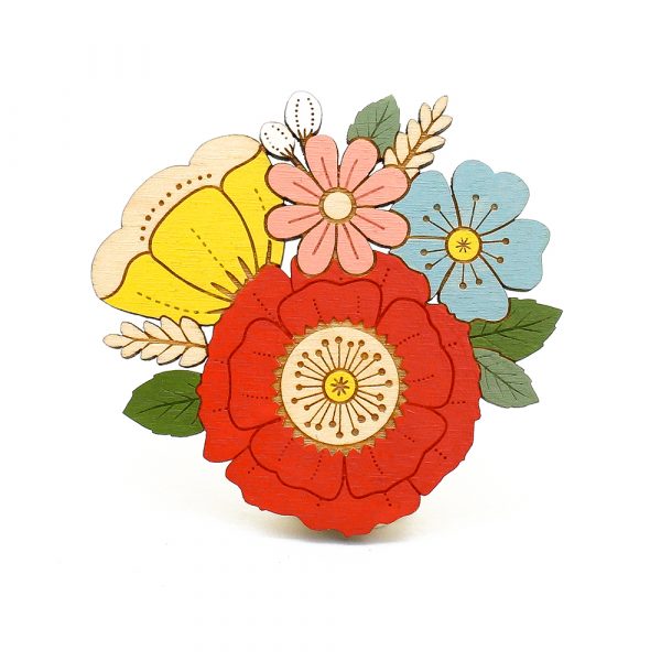 Summer Wildflowers Brooch - Red - Image 4