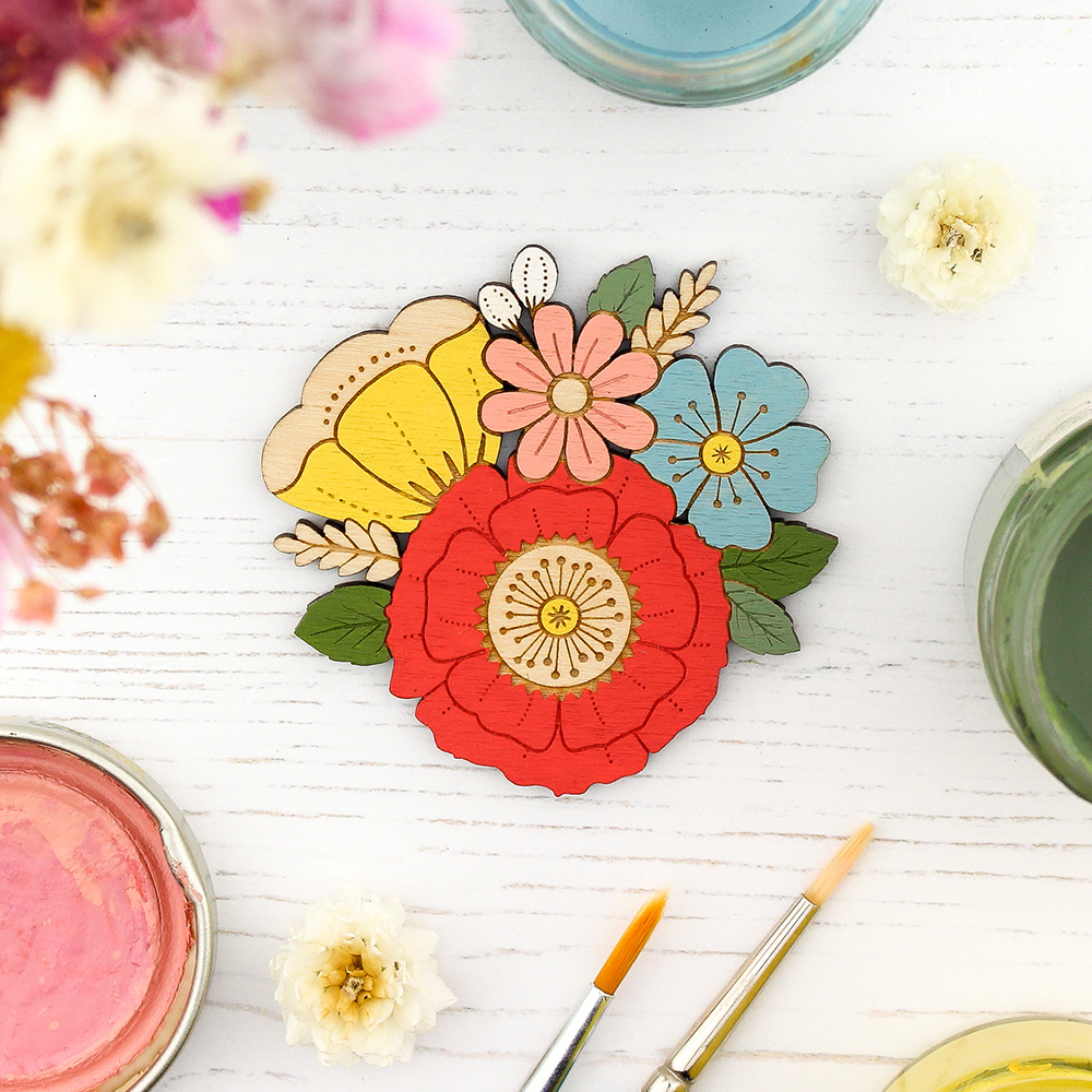 Summer Wildflowers Brooch - Red - Image 3