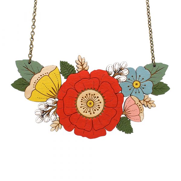 Summer Wildflowers Necklace - Red - Image 5