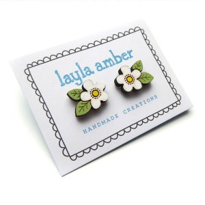 white flower earrings by layla amber