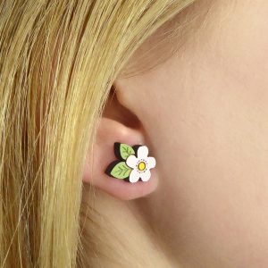 white flower earrings by layla amber