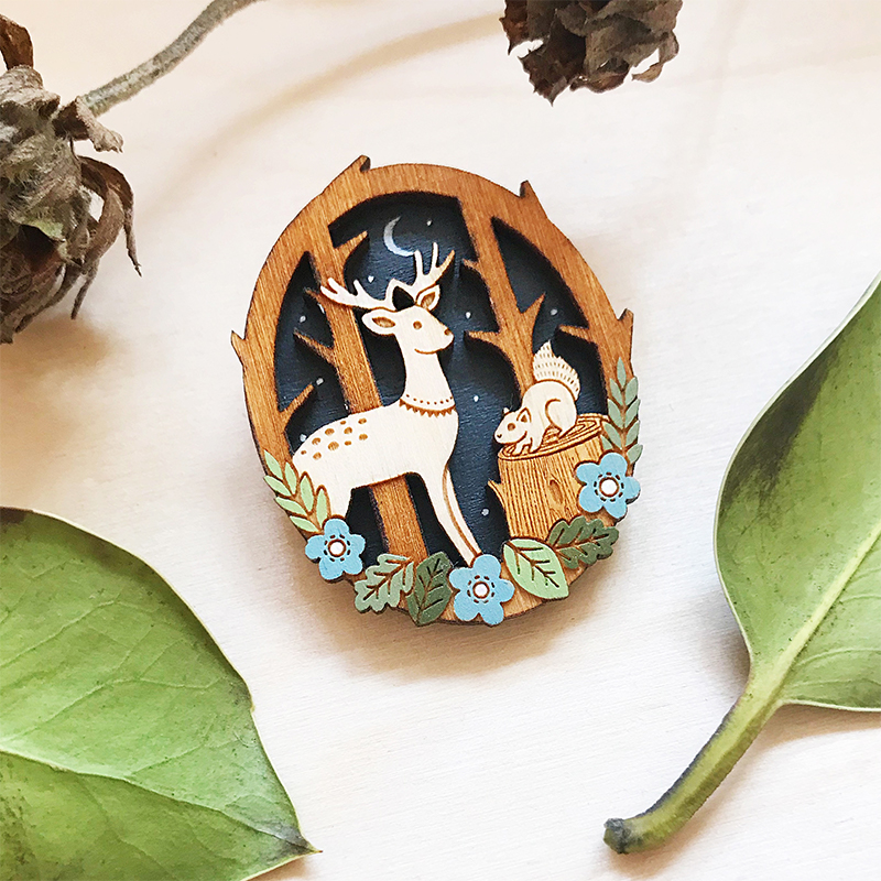 layla amber moonlit forest brooch