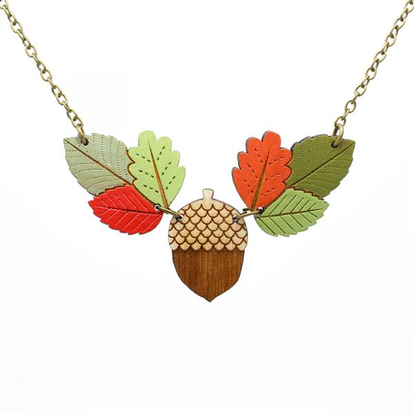 Layla Amber Autumn leaves and acorn necklace