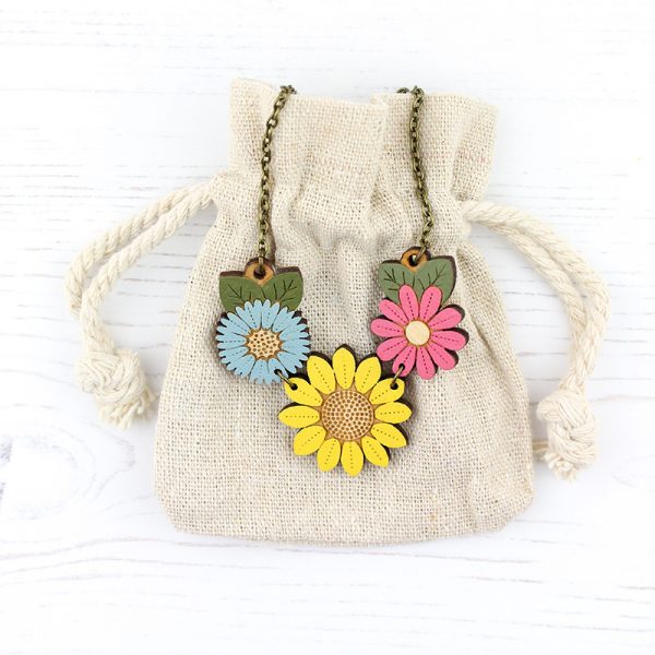 Sunflower and Wild Flowers Necklace - Image 2