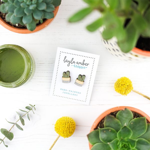 Pot Plant Earrings - Grey - Image 2