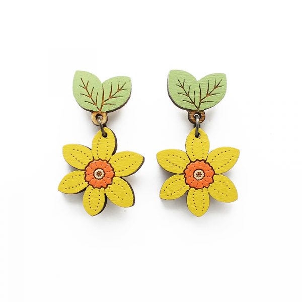 Wild Daffodil Drop Stud Earrings - Image 5