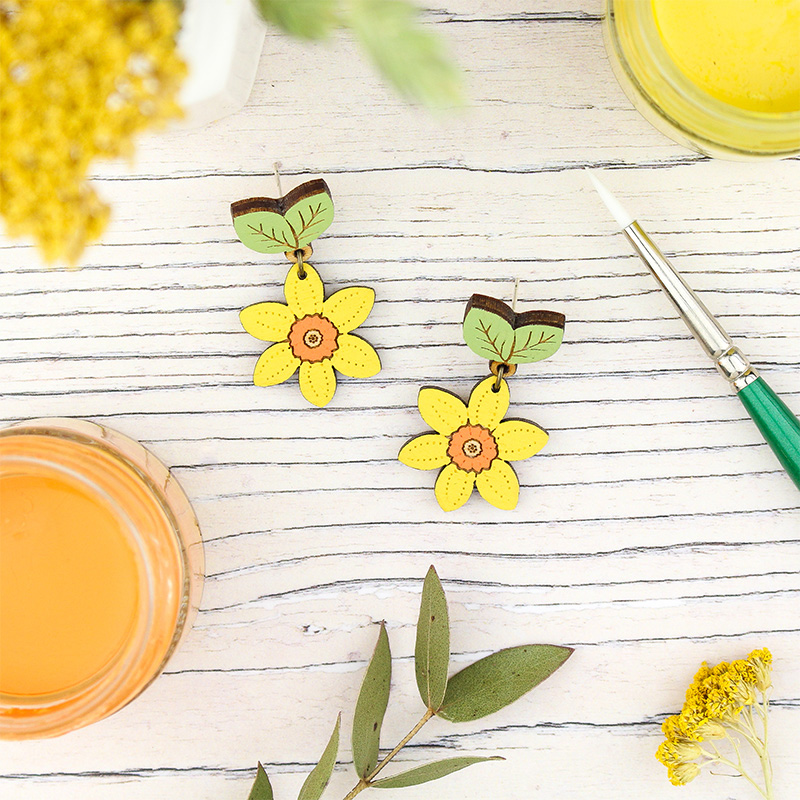 Wild Daffodil Drop Stud Earrings - Image 4