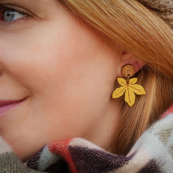 Chestnut Leaf Drop Earrings - Image 3