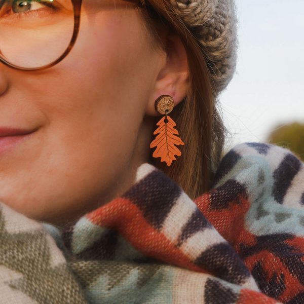Oak Leaf Drop Earrings - Image 3