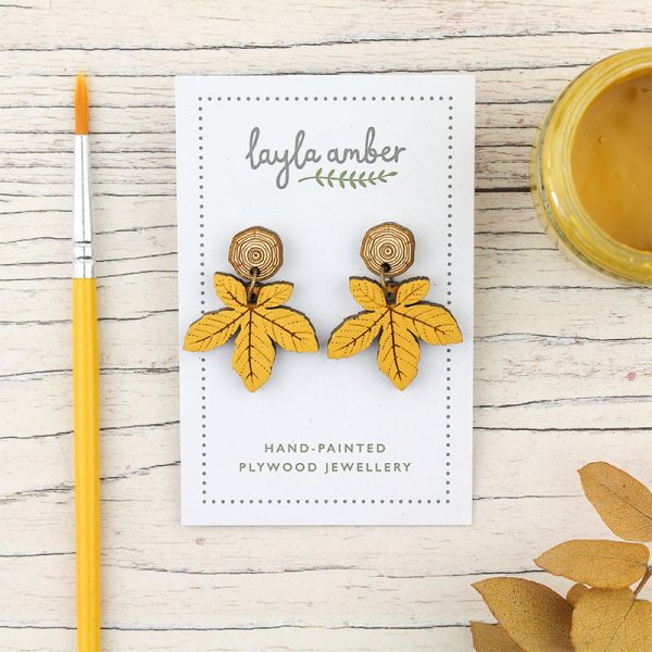 Chestnut Leaf Drop Earrings - Image 2