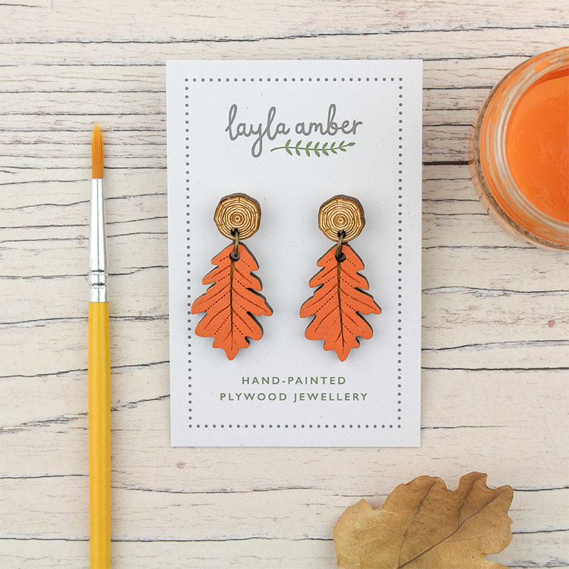 Oak Leaf Drop Earrings - Image 2