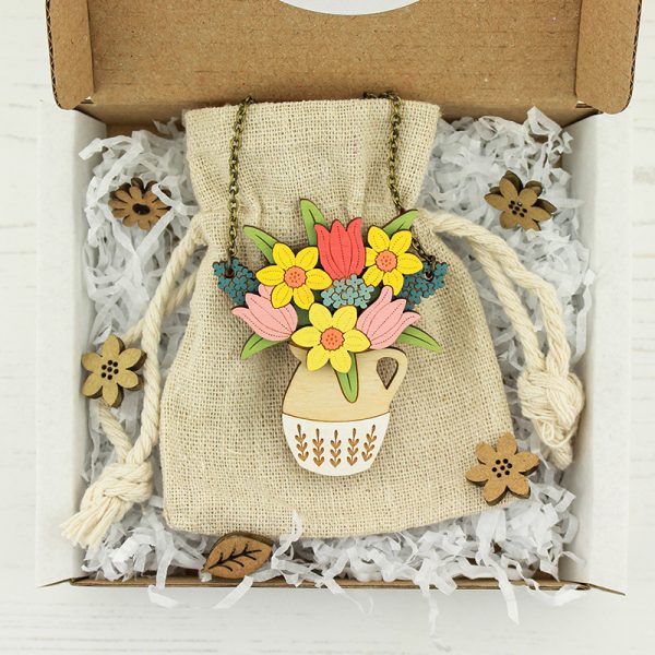 Spring Flowers in a Jug Necklace - Image 2