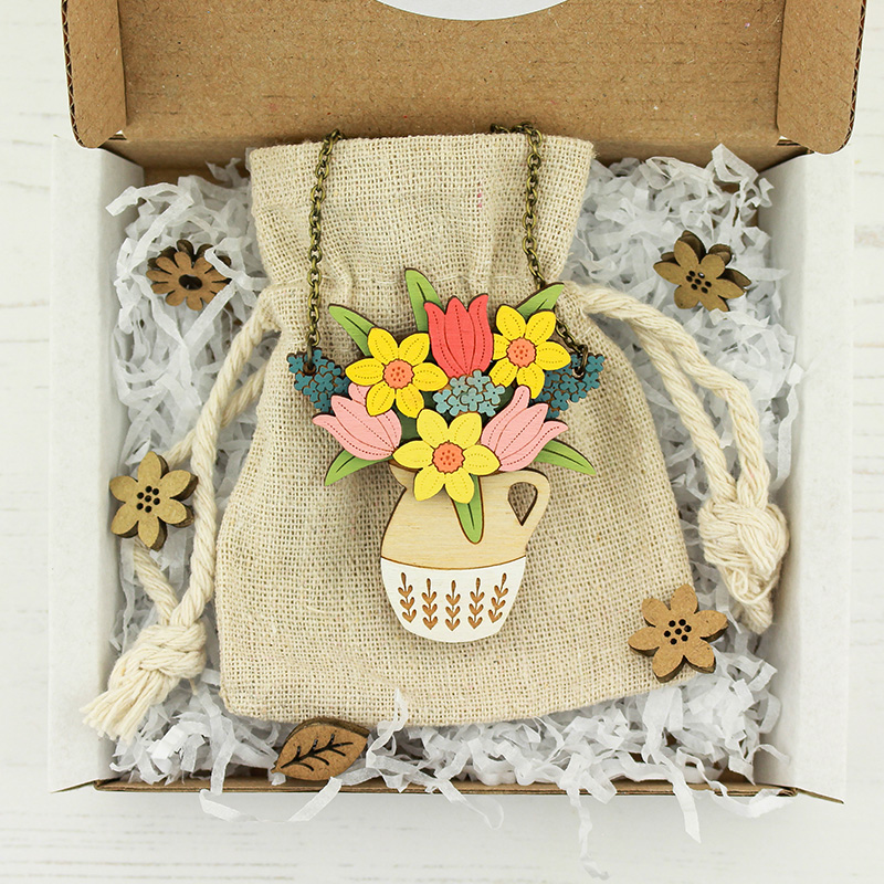 Spring Flowers in a Jug Necklace - Image 2