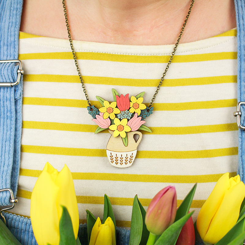 Spring Flowers in a Jug Necklace - Image 4