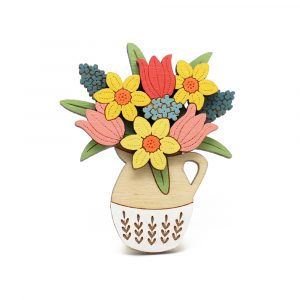 Spring Flowers in a Jug Brooch