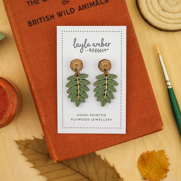 Rowan Leaf Drop Earrings - Image 2
