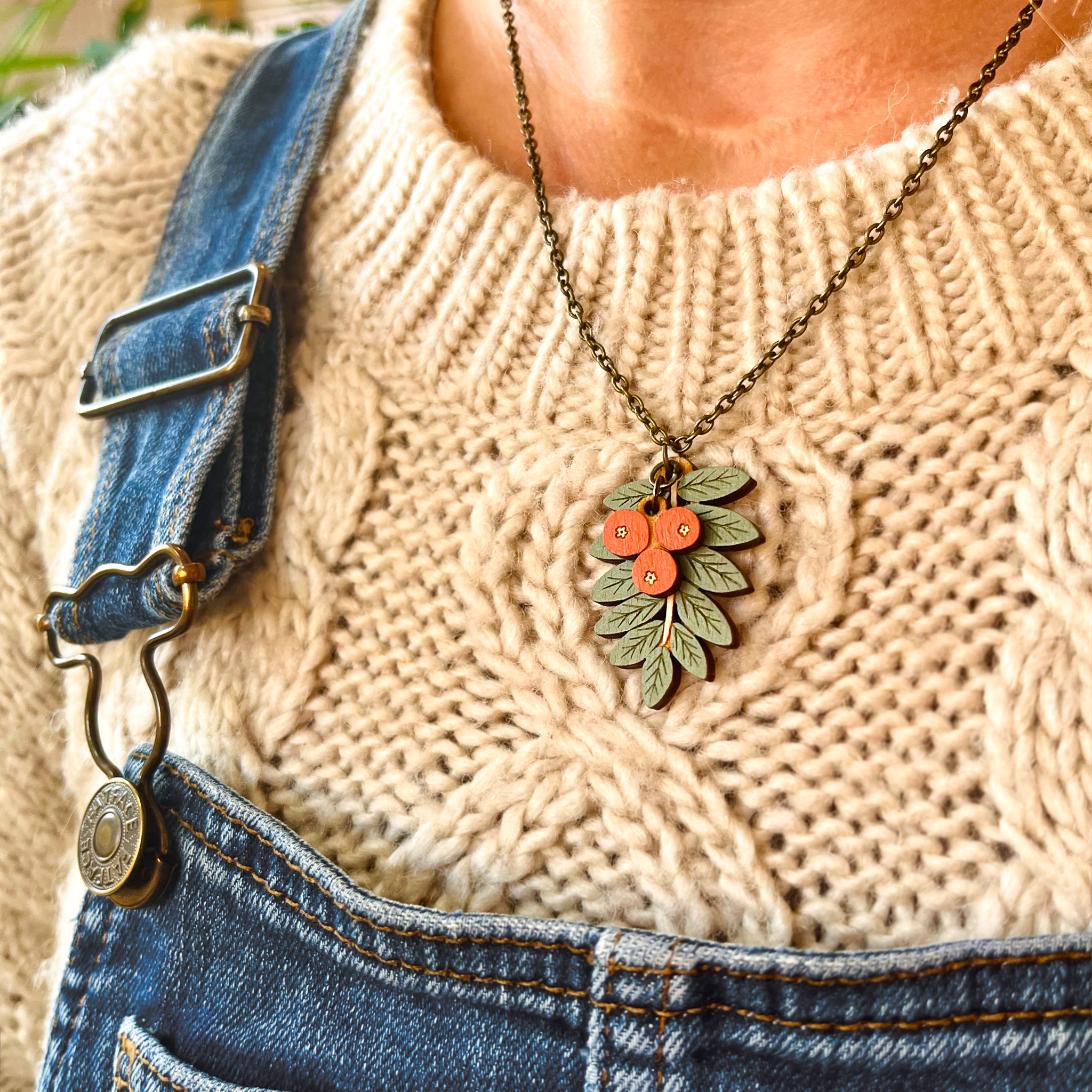 Rowan Leaf & Berries Necklace - Image 3