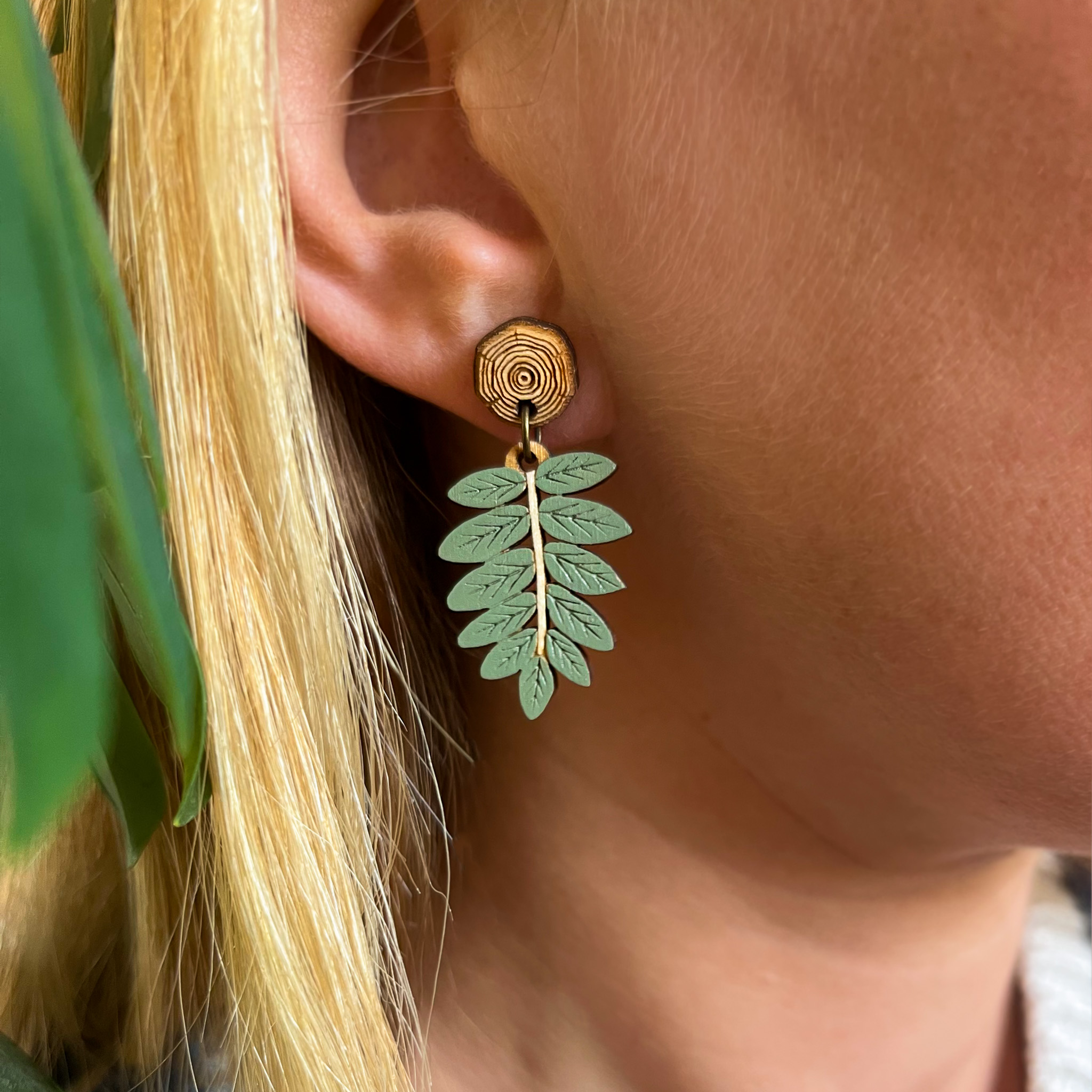 Rowan Leaf Drop Earrings - Image 3