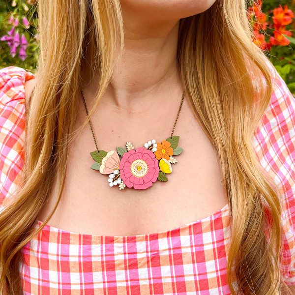 Summer Wildflowers Necklace - Pink - Image 2
