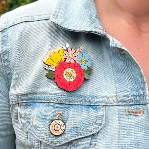 Summer Wildflowers Brooch - Red - Image 2