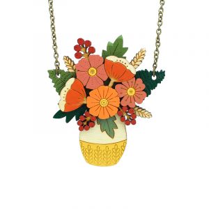 Vase of Autumn Flowers Necklace