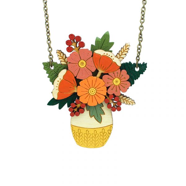 Vase of Autumn Flowers Necklace - Image 4